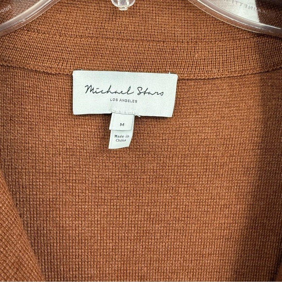 Michael Stars Two Button Cardigan Blazer Size Medium Brown Pockets Cotton Women - Picture 7 of 9